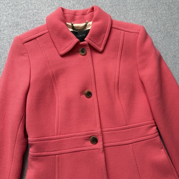 J.Crew Lady Day Coat Double Italian Cloth Wool Womens Size 4 Pink - Picture 2 of 16